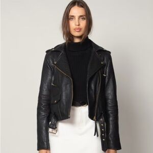 Cleobella Asher Black Leather Jacket, sz S